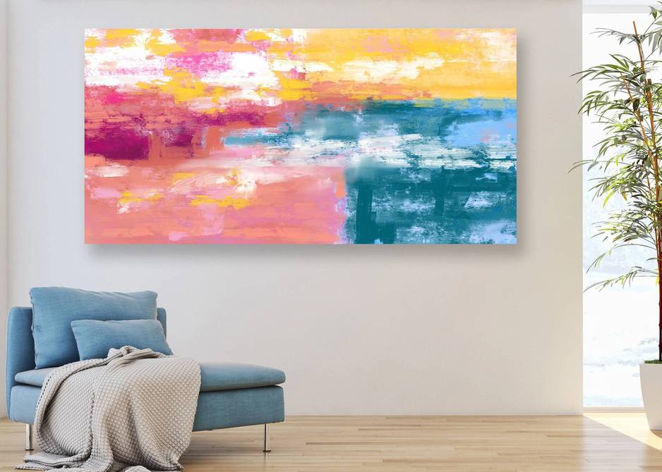 Blue Handmade Original Your Pink Contemporary Abstract Canvas Artwork 0LZN6